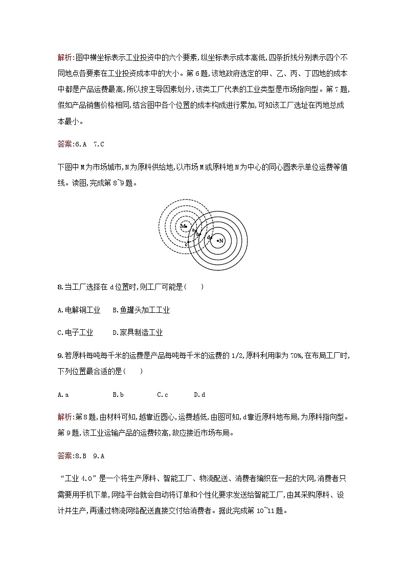 高中地理第三章生产活动与地域联系2.1影响工业区位的因素作业含解析中图版必修2第3页