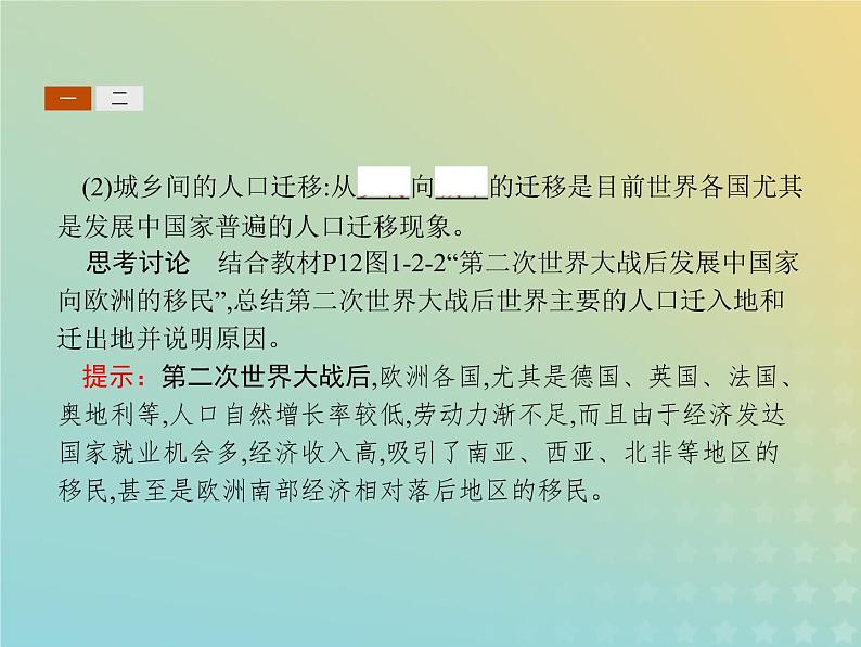 高中地理第一章人口的增长迁移与合理容量2人口的迁移课件中图版必修206