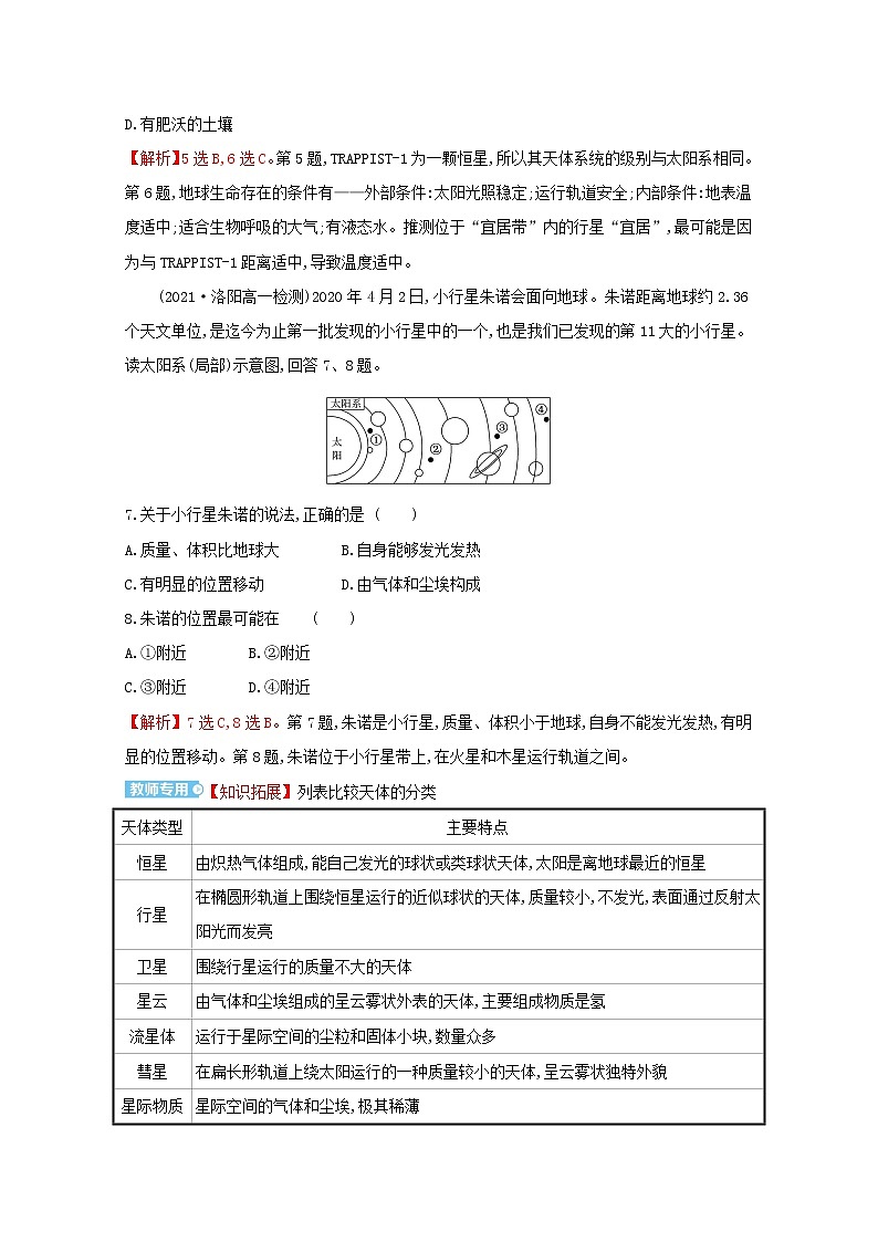 高中地理课时评价1地球的宇宙环境含解析湘教版必修第一册练习题03