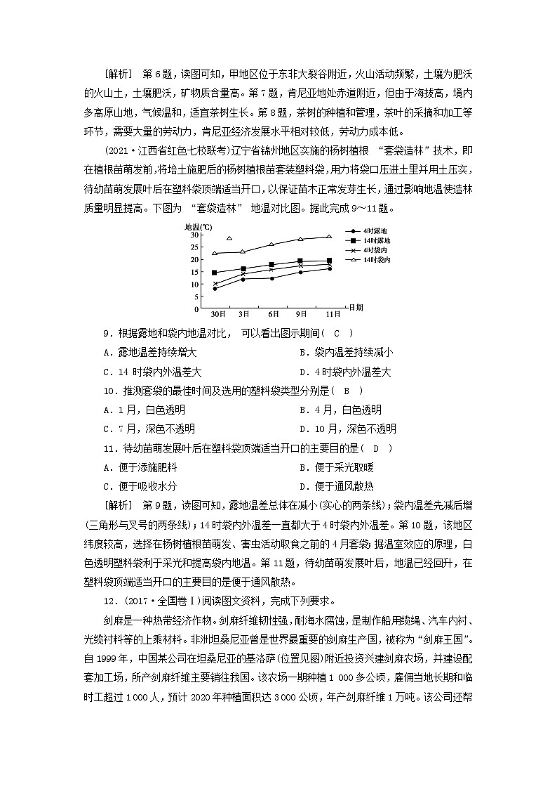 2022届高考地理一轮复习练习21农业的区位选择含解析新人教版20210520278第3页