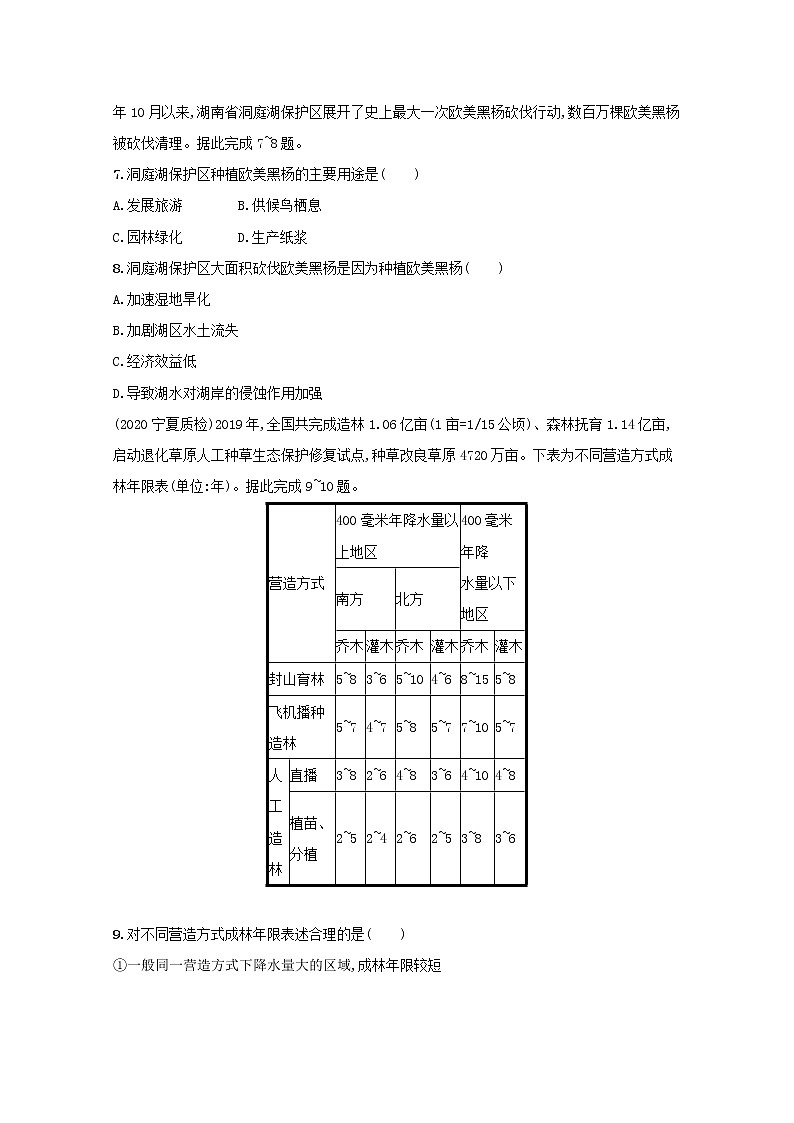 2022高考地理一轮复习课时规范练27森林和湿地的开发和保护含解析新人教版第3页