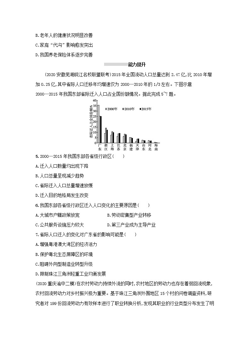 2022高考地理一轮复习课时规范练17人口的空间变化含解析新人教版第2页