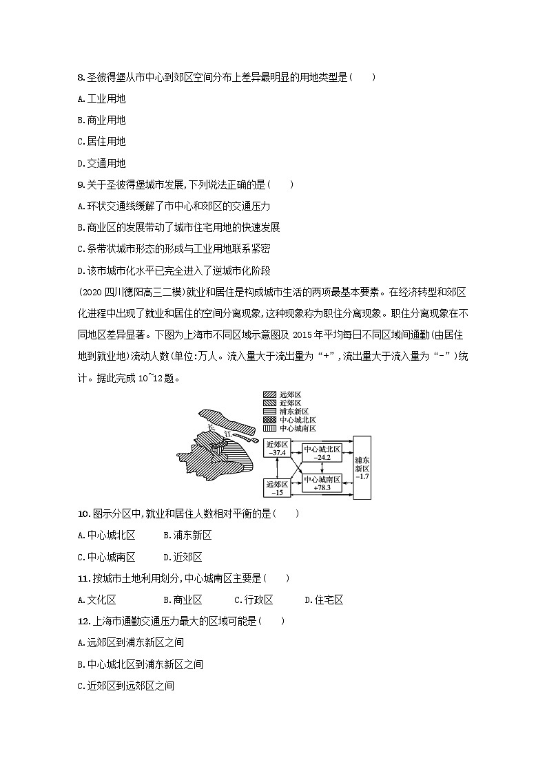 2022高考地理一轮复习课时规范练18城市内部空间结构与不同等级城市的服务功能含解析新人教版第3页