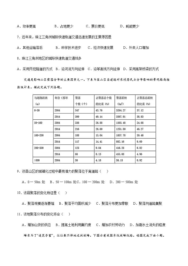 4.1 区域发展对交通运输布局的影响——高中地理人教版（2019）必修第二册同步练习试题03