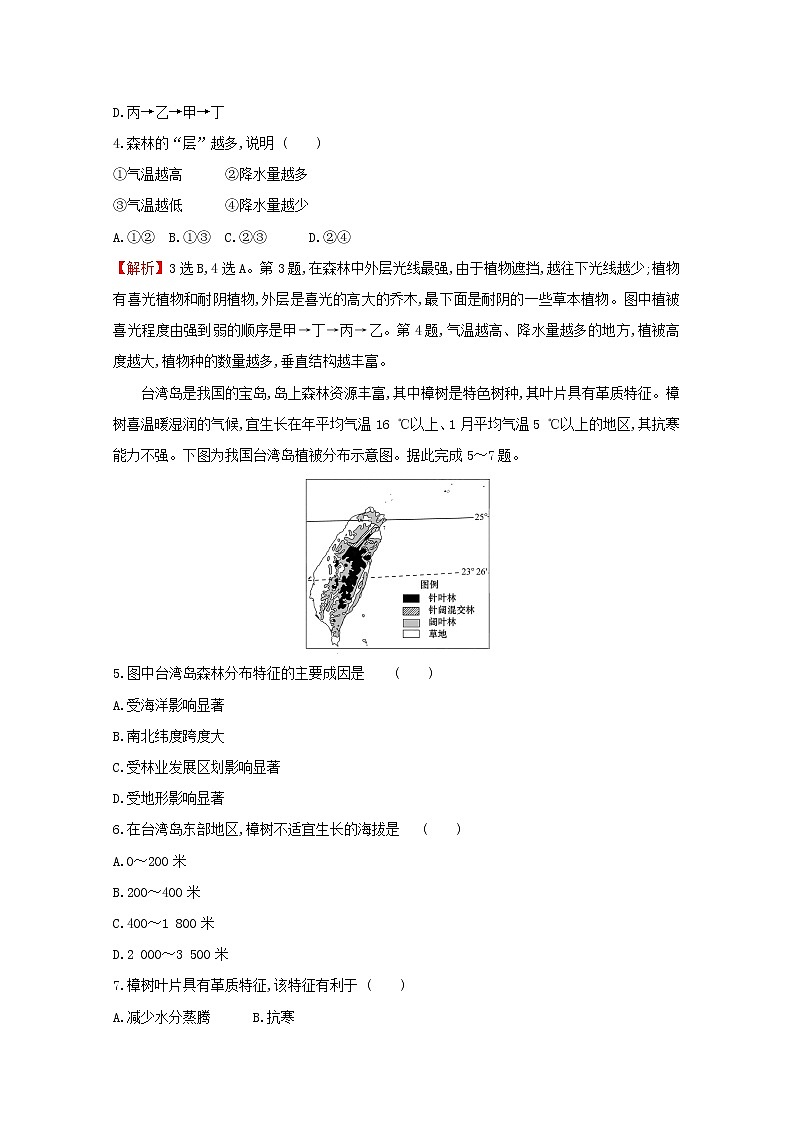 高中地理单元素养测评五地球上的植被与土壤含解析湘教版必修1第2页