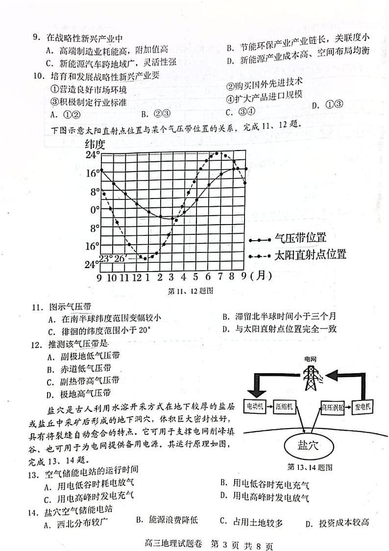 浙江省杭州地区（含周边）重点中学2021-2022学年高三上学期期中考试地理试题第3页
