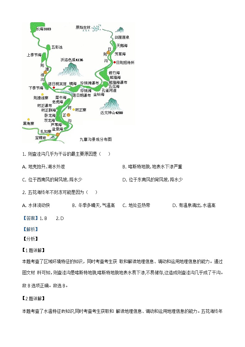 福建省莆田市2020-2021学年高三第一次质量检测地理试题02