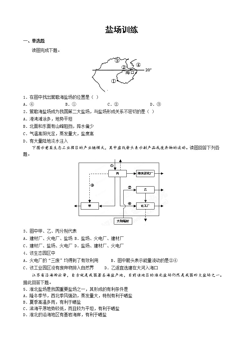高考地理 盐场专题训练第1页