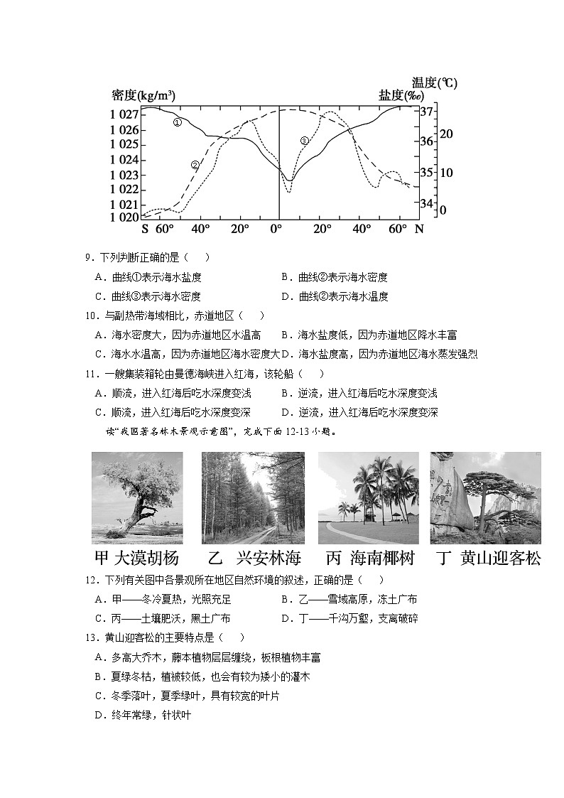 2021-2022学年高一地理上学期高频考题期末测试卷02（鲁教版2019第一册）（原卷版）第3页