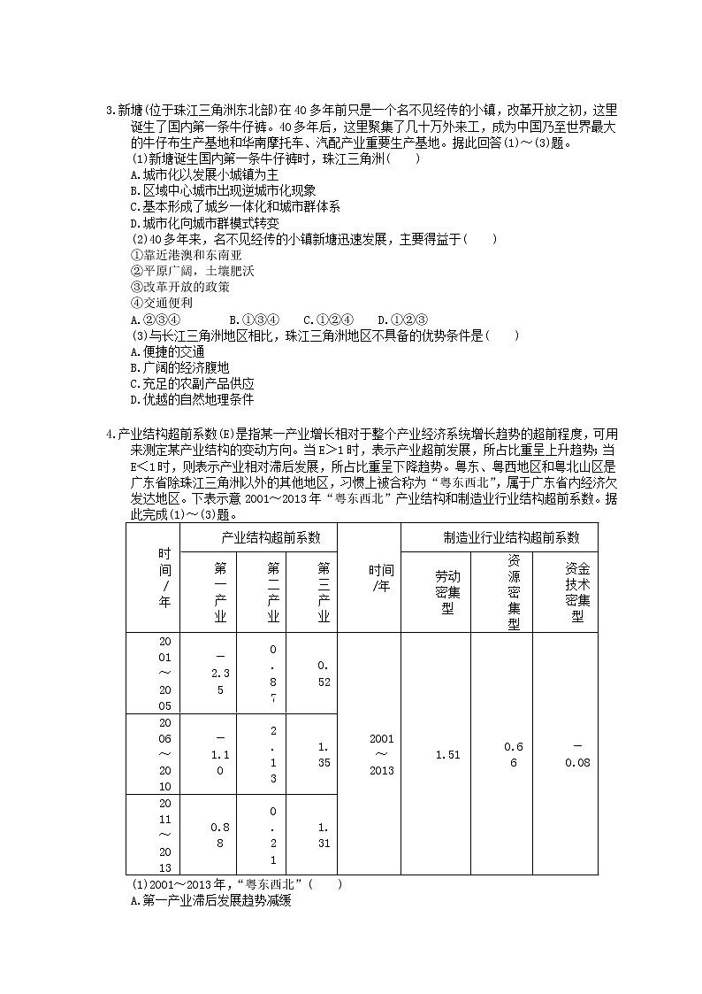 2022年高考地理一轮考点精选练习36《区域工业化与城市化进程》(含详解)02