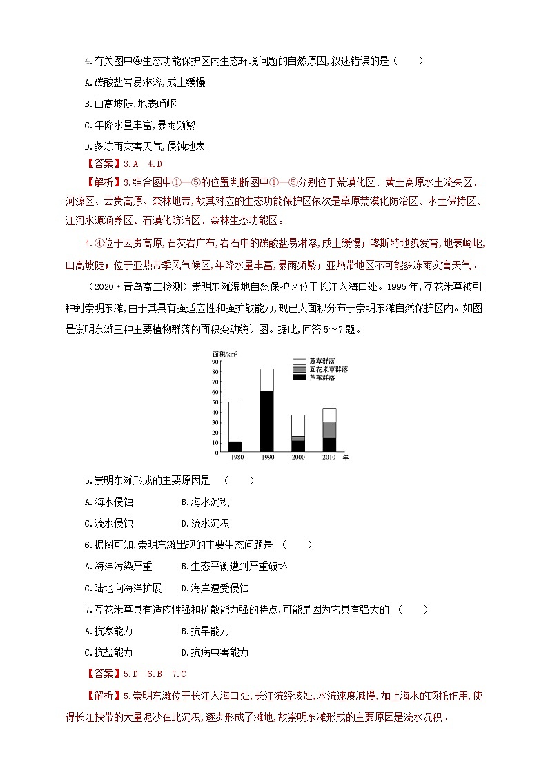 鲁教版地理选择性必修3 2.2 自然保护区与生态安全（同步训练）02