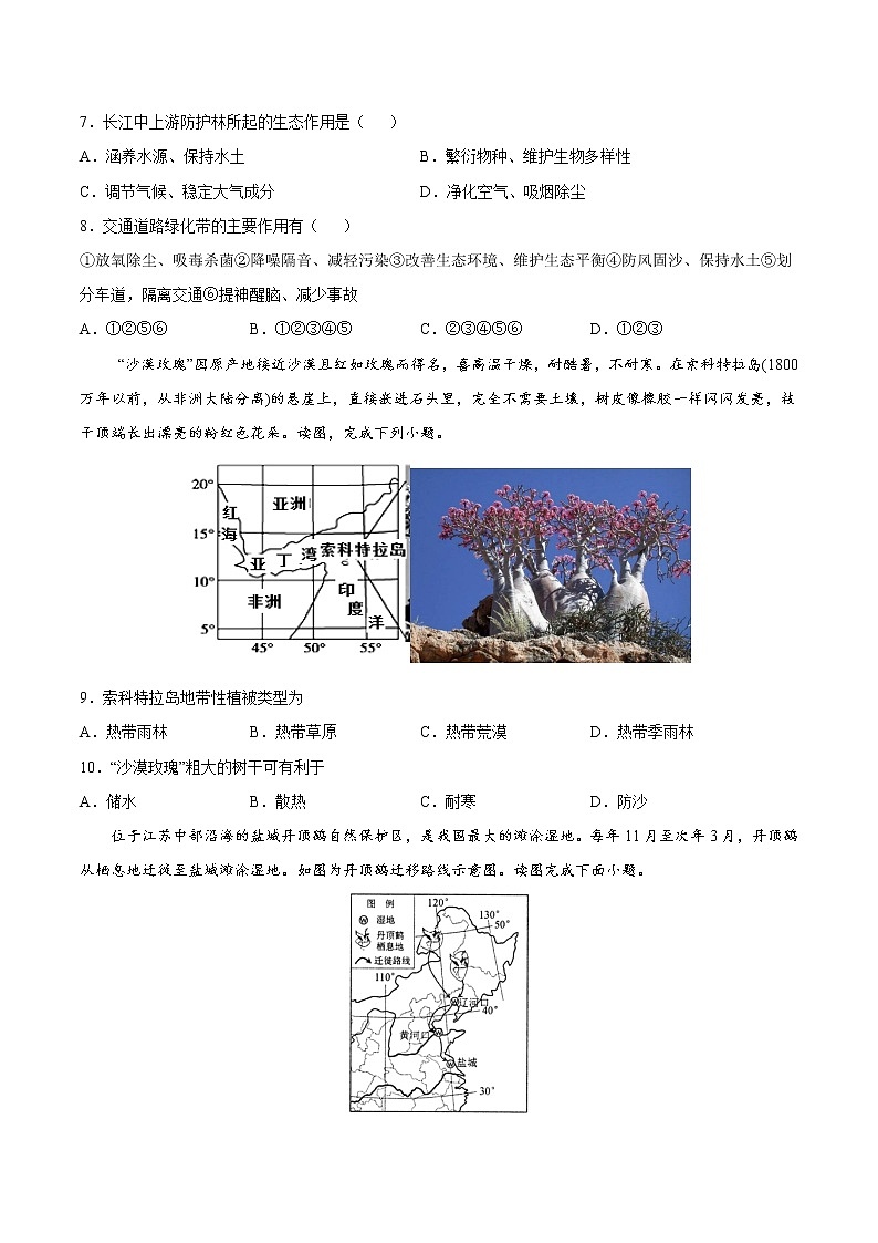 2.3 生物圈与植被（同步练习）鲁教版地理2019必修第一册）02