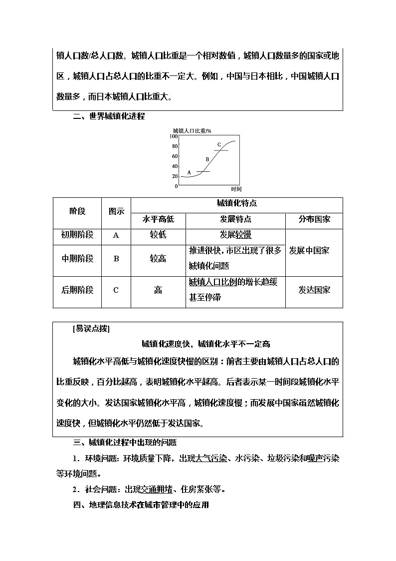 2020-2021学年高中地理新人教版必修第二册 第二章 第二节 城镇化 学案第2页