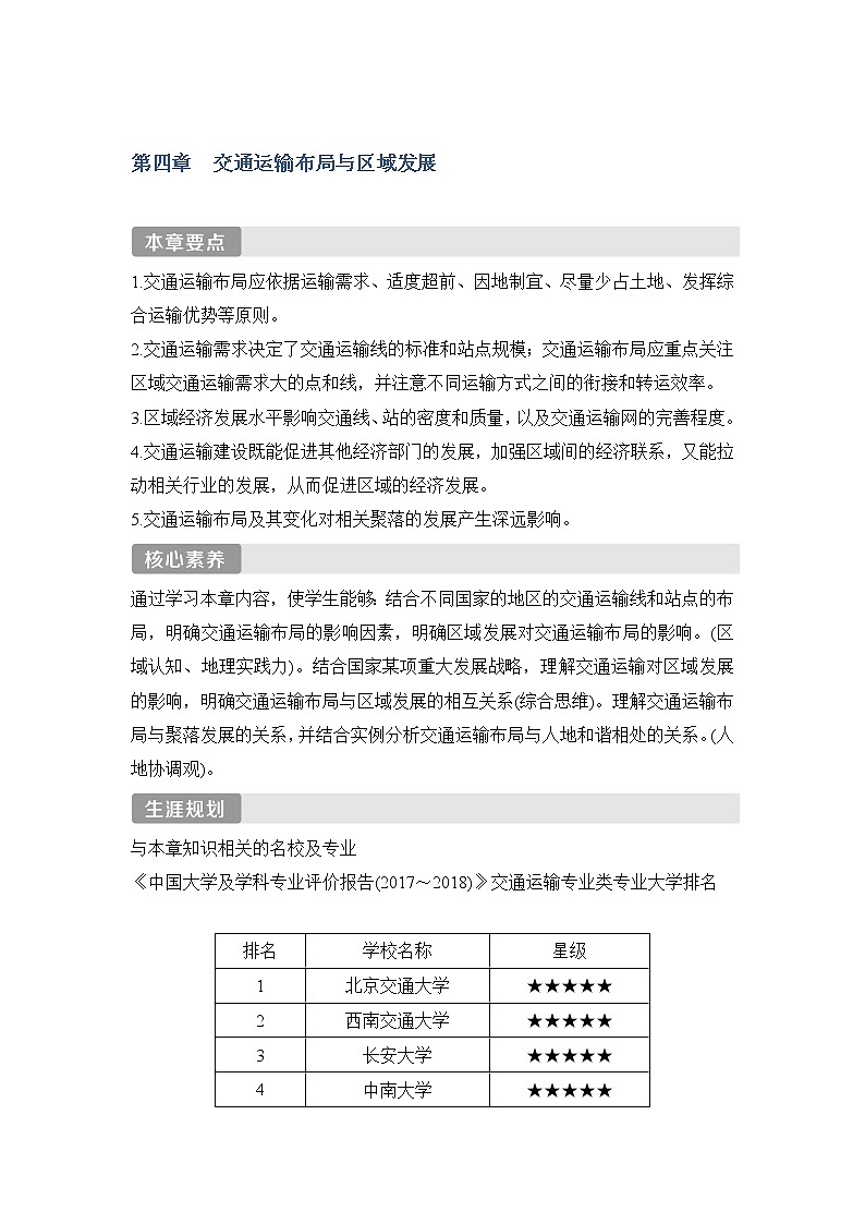 2020-2021学年高中地理新人教版必修第二册 第四章 第一节 区域发展对交通运输布局的影响 学案1第1页