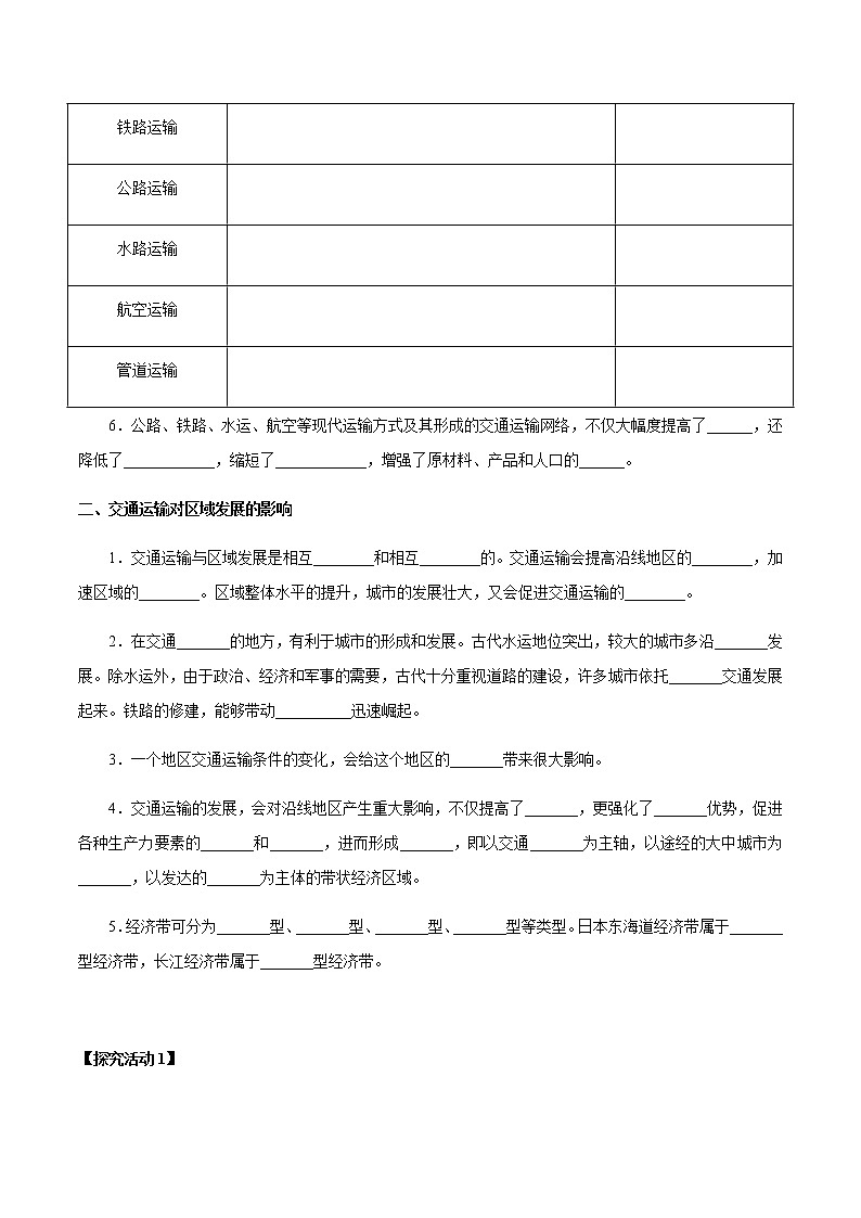 【新教材精创】4.1 交通运输与区域发展 导学案（1）-湘教版高中地理必修第二册02