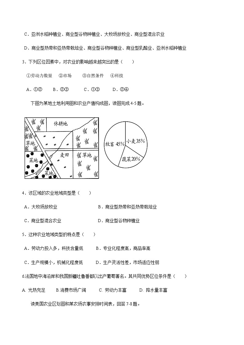 【新教材精创】3.1 农业区位因素与农业布局（第2课时）同步训练（2）-湘教版高中地理必修第二册02
