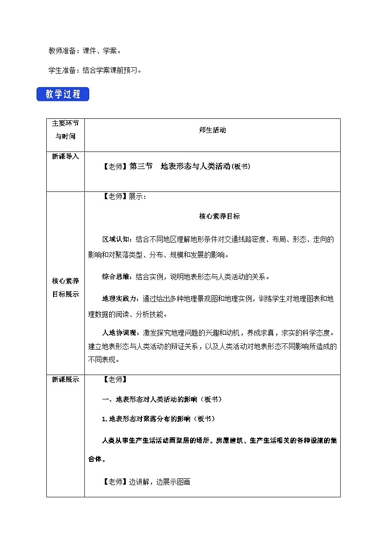 【新教材精创】2.3 地表形态与人类活动（教学设计）-湘教版高中地理选择性必修Ⅰ02