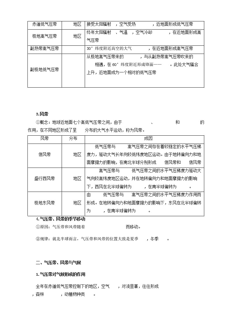 【新教材精创】3.2 气压带、风带与气候（第1课时） 导学案-鲁教版高中地理选择性必修Ⅰ02