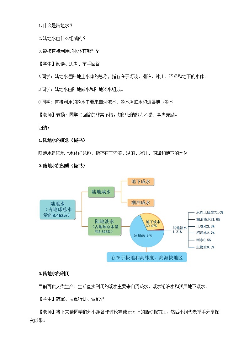 【新教材精创】4.1 陆地水体及其相互关系（教学设计）-鲁教版高中地理选择性必修Ⅰ03