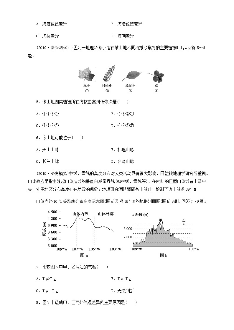 【新教材精创】5.1 地表环境的差异性  同步训练-鲁教版高中地理选择性必修Ⅰ02