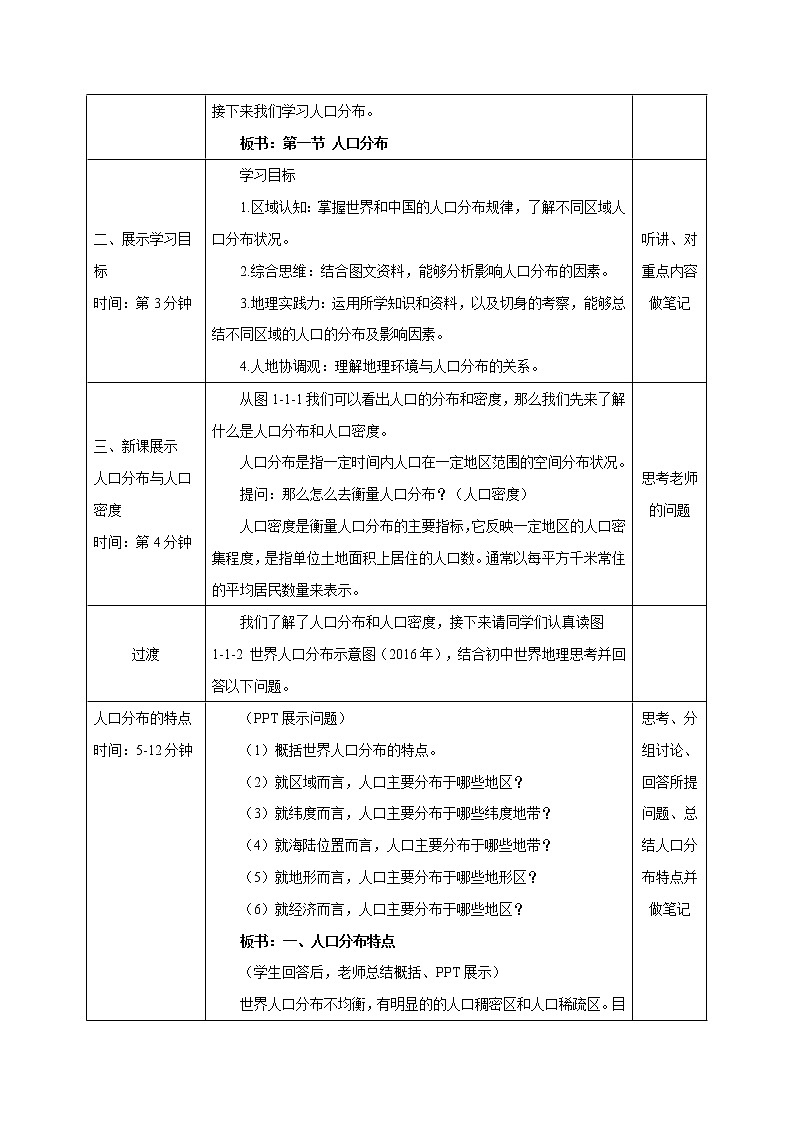 【新教材精创】1.1 人口分布教学设计（2）-鲁教版高中地理必修第二册02