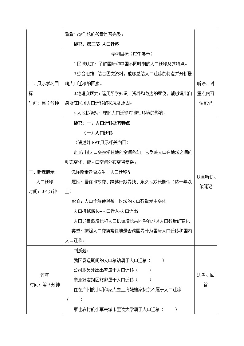 【新教材精创】1.2 人口迁移教学设计（2）-鲁教版高中地理必修第二册02