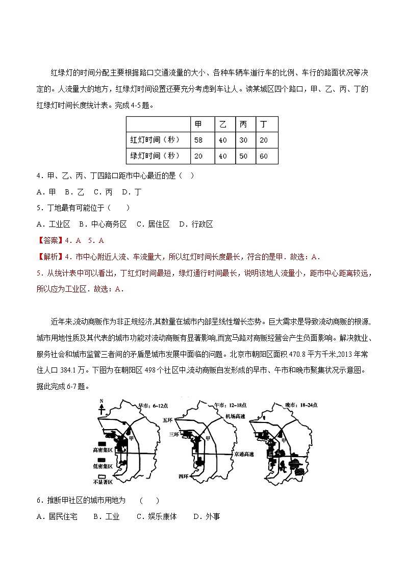 【新教材精创】2.1 城乡内部空间结构（第2课时）同步训练（2）-鲁教版高中地理必修第二册02