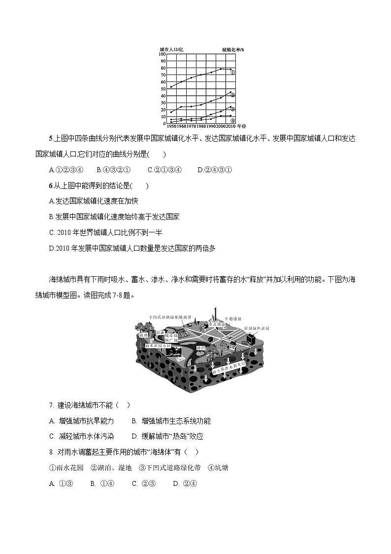 【新教材精创】2.3 城镇化 同步训练（2）-鲁教版高中地理必修第二册02