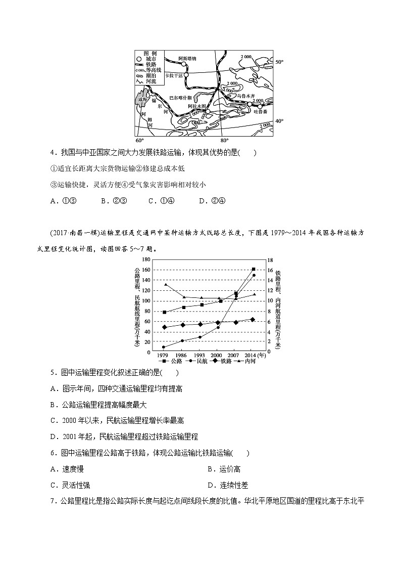【新教材精创】4.1 交通运输与区域发展（第1课时）同步训练（2）-鲁教版高中地理必修第二册02