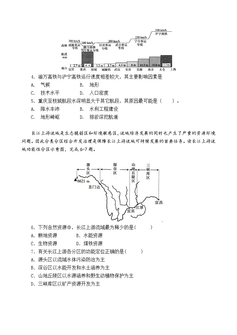 【新教材精创】4.2 长江经济带发展战略 同步训练（2）-鲁教版高中地理必修第二册02