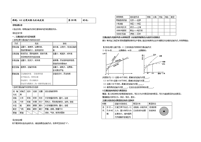 4.1 交通运输与区域发展（导学案）-2019-2020学年高一地理必修第二册轻松备课（鲁教版2019）01