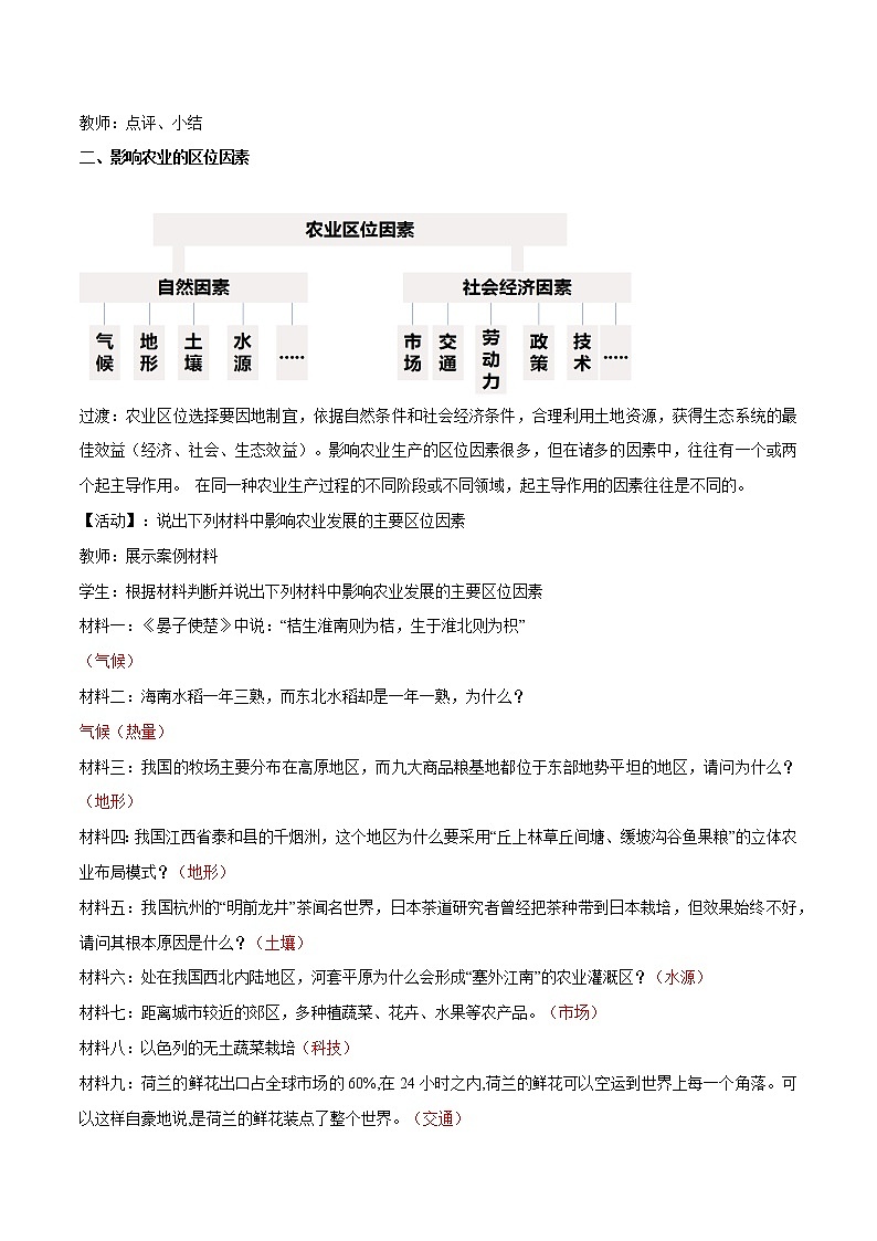 【新教材精创】3.1 农业区位选择（第1课时）教学设计（1）-鲁教版高中地理必修第二册03