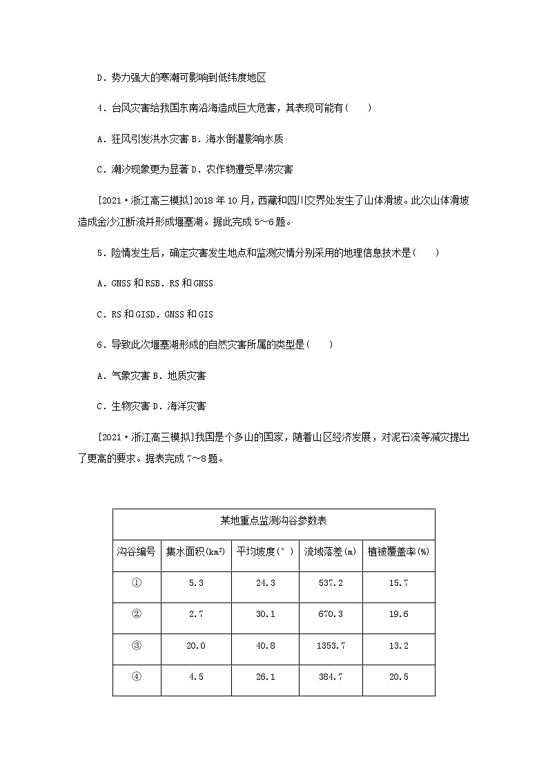 高考地理一轮复习专练31防灾减灾地理信息技术在防灾减灾中的应用含解析02