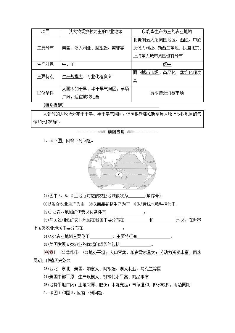 高考地理一轮复习第2部分人文地理第9章第2讲典型农业地域的区位分析学案02