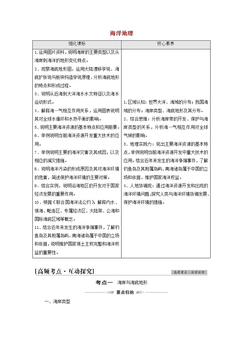 高考地理一轮复习第5部分选修海洋地理学案第1页
