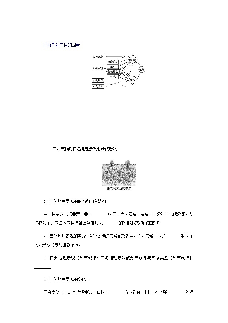 高中地理第三章天气的成因与气候的形成3气候的形成及其对自然地理景观的影响学案中图版选择性必修103