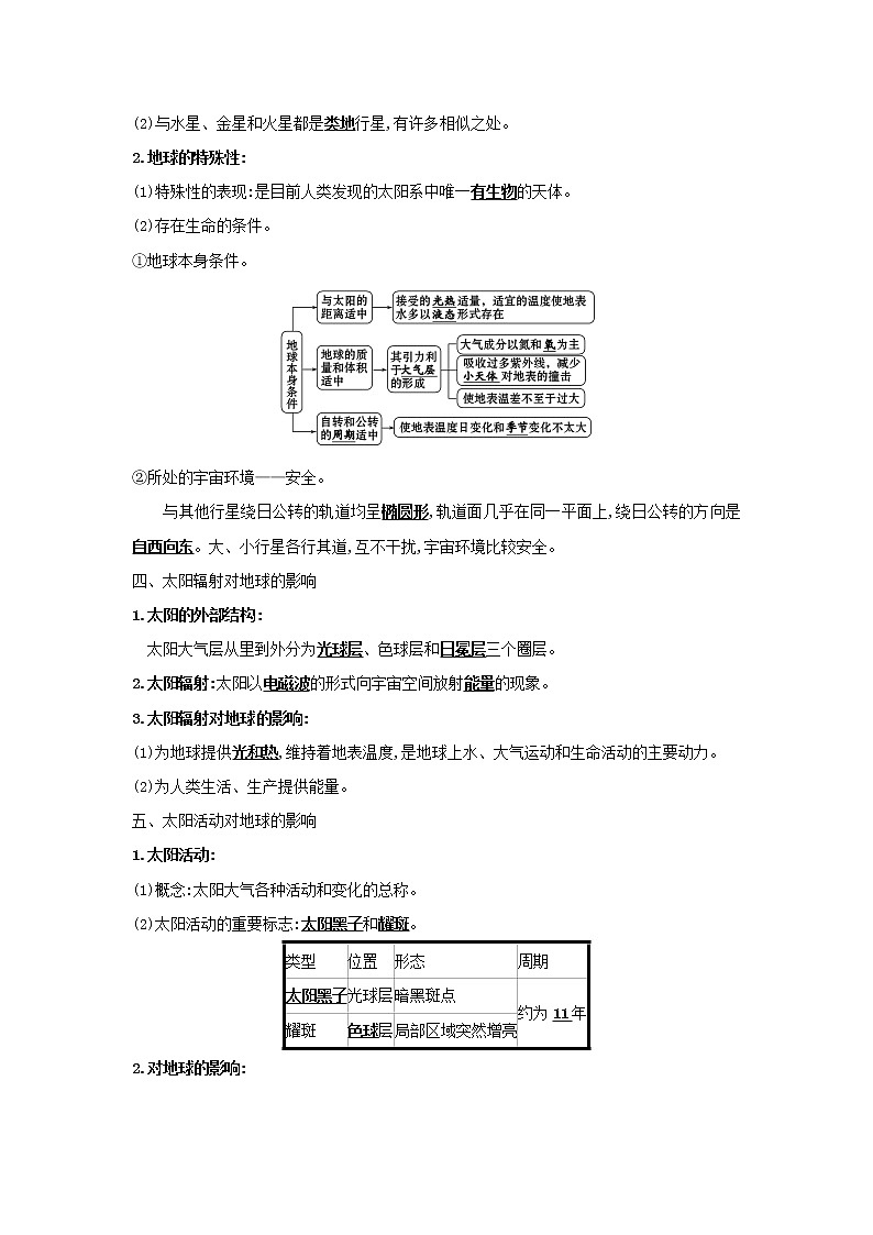 高中地理第一章宇宙中的地球第一节地球所处的宇宙环境学案中图版必修一02