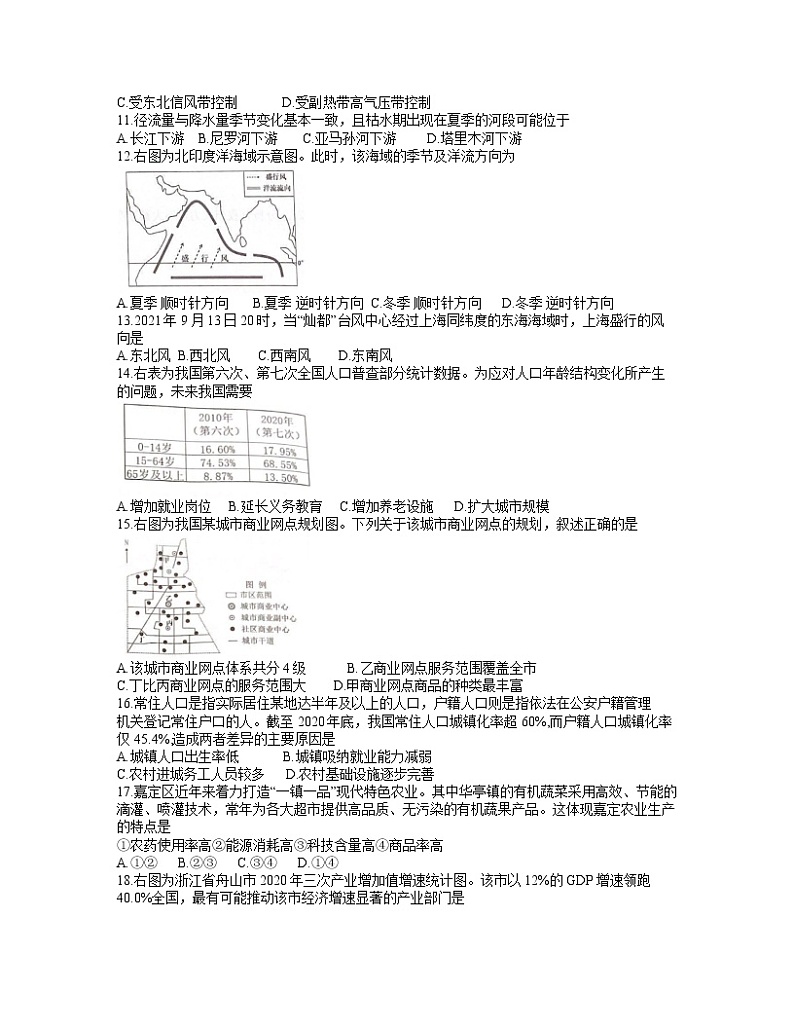 上海市杨浦区2021-2022学年高三（二）上学期一模地理试卷  含答案03