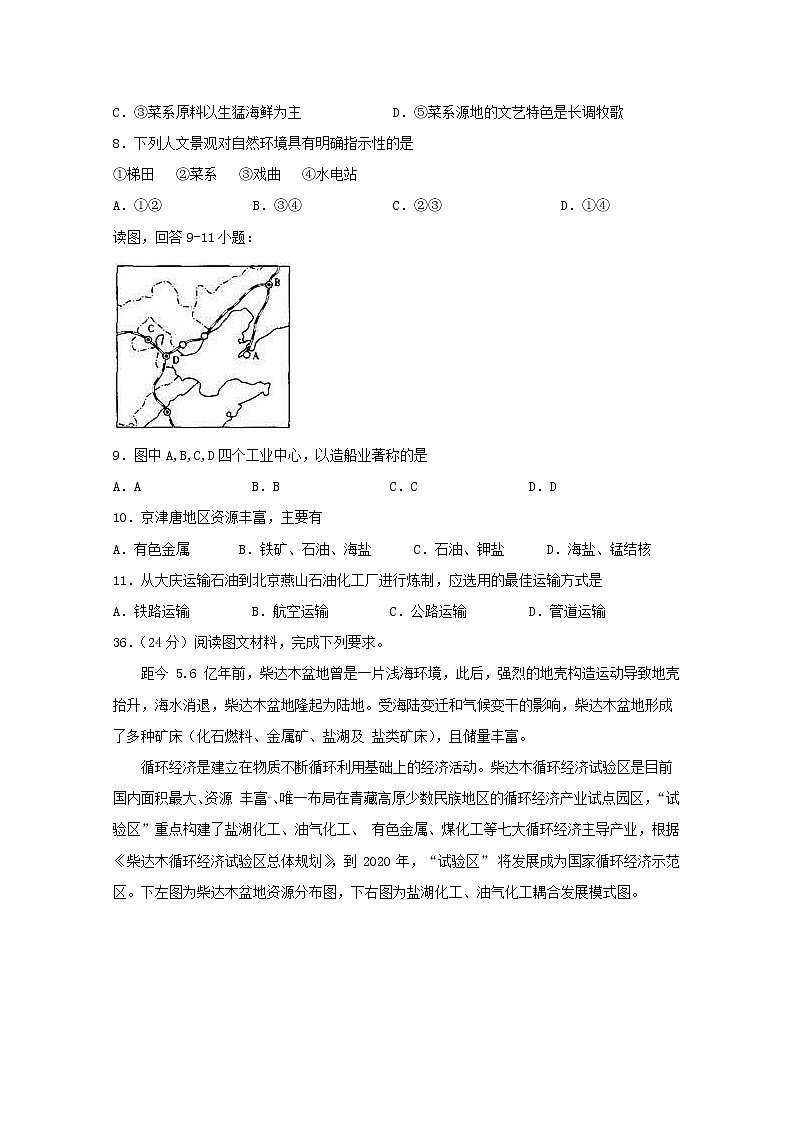 四川省宜宾市叙州区第一中学2020届高三一诊模拟地理试题 Word版含答案03