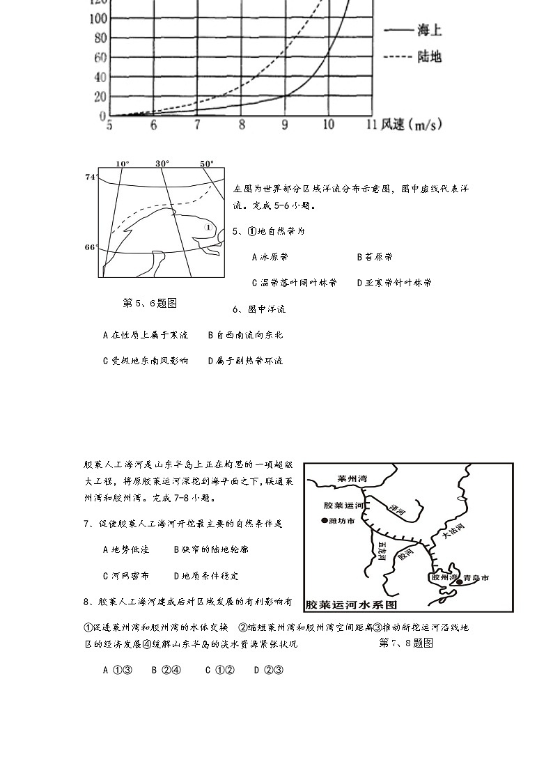 浙江省诸暨市海亮高级中学2022届高三上学期12月份选考模拟地理试题含解析02