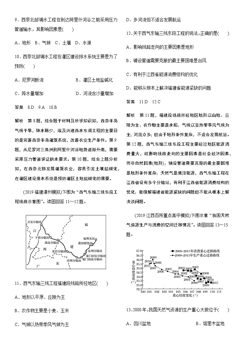 2022届高考地理考点剖析复习检测：区际联系与区域协调发展03