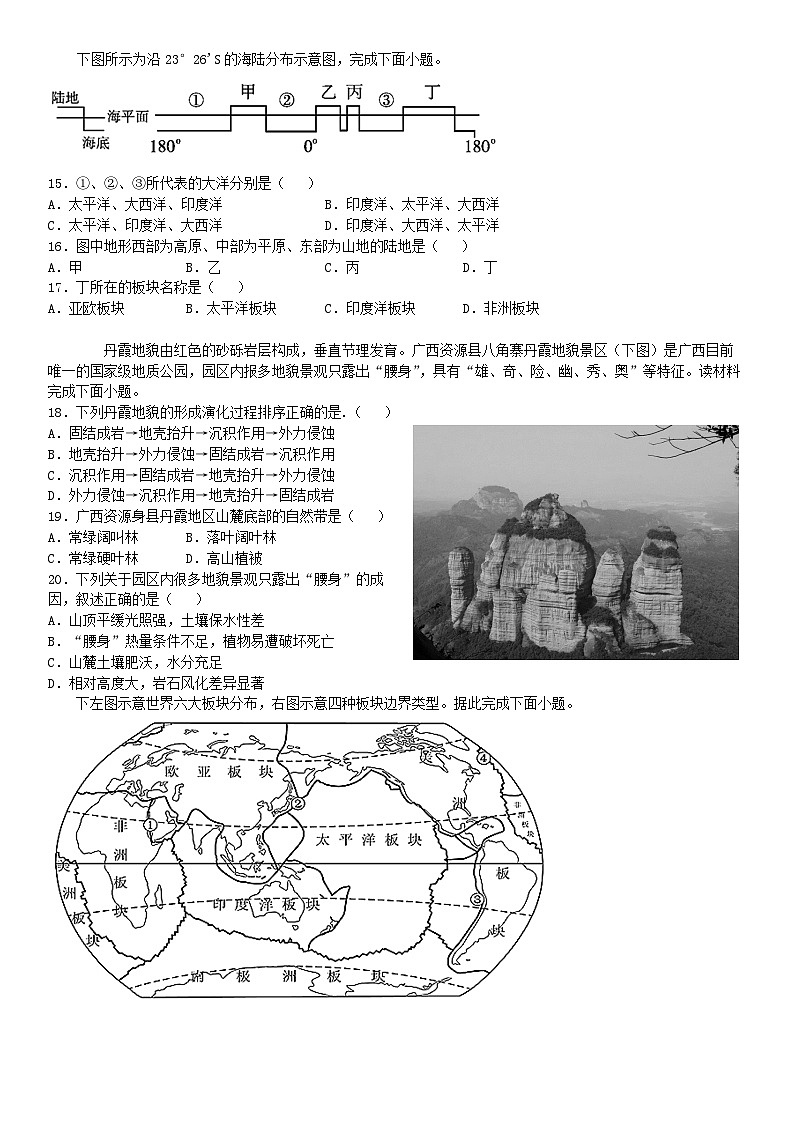 2021-2022高二地理选择性必修一配套测试试卷04（地表形态的变化）03