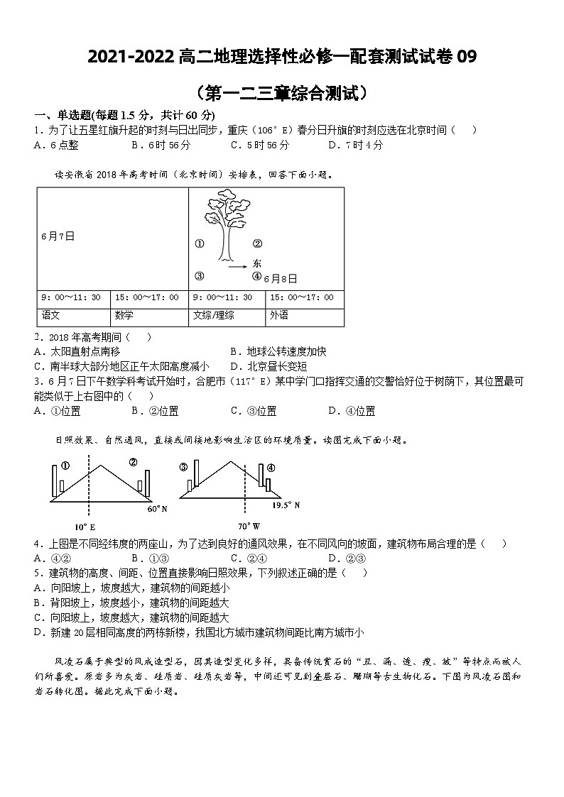 2021-2022高二地理选择性必修一配套测试试卷09（第一二三章综合测试）01