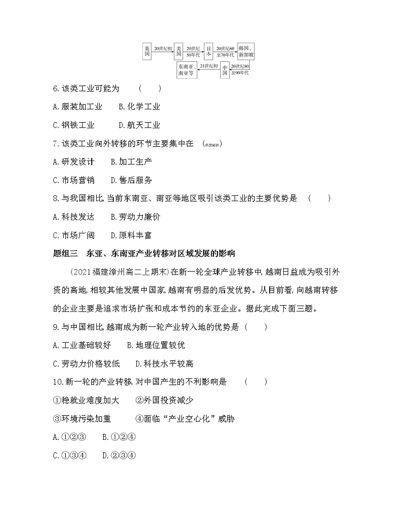 第三节　产业转移-2022版地理选择性必修2人教版（2019） 同步练习 （Word含解析）第3页