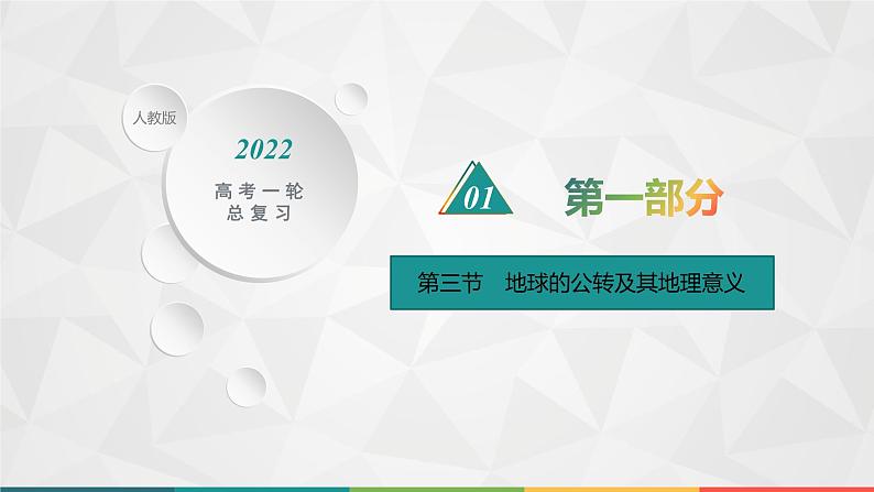 2022届高考地理人教版一轮总复习  第二章　第三节　地球的公转及其地理意义  课件第1页