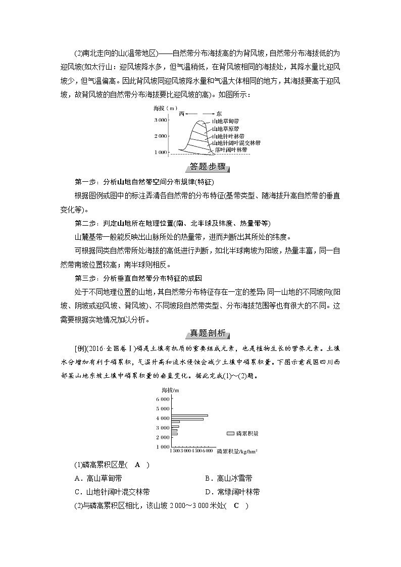 2022届高三高考地理全国通用版一轮专题复习 第17讲 高考必考题突破讲座 山地垂直自然带分布图的判读  学案02