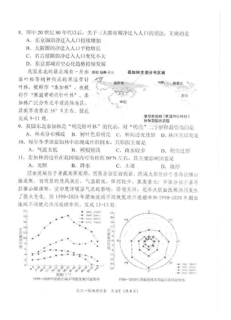 湖南省岳阳市2021-2022学年高三上学期质量监测（一模）地理试题含答案03