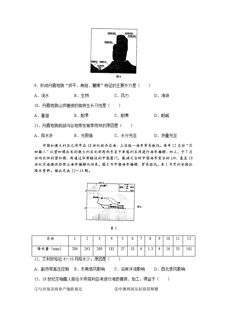 2022届江西省景德镇市高三上学期11月第一次质检地理试题 Word版含答案03