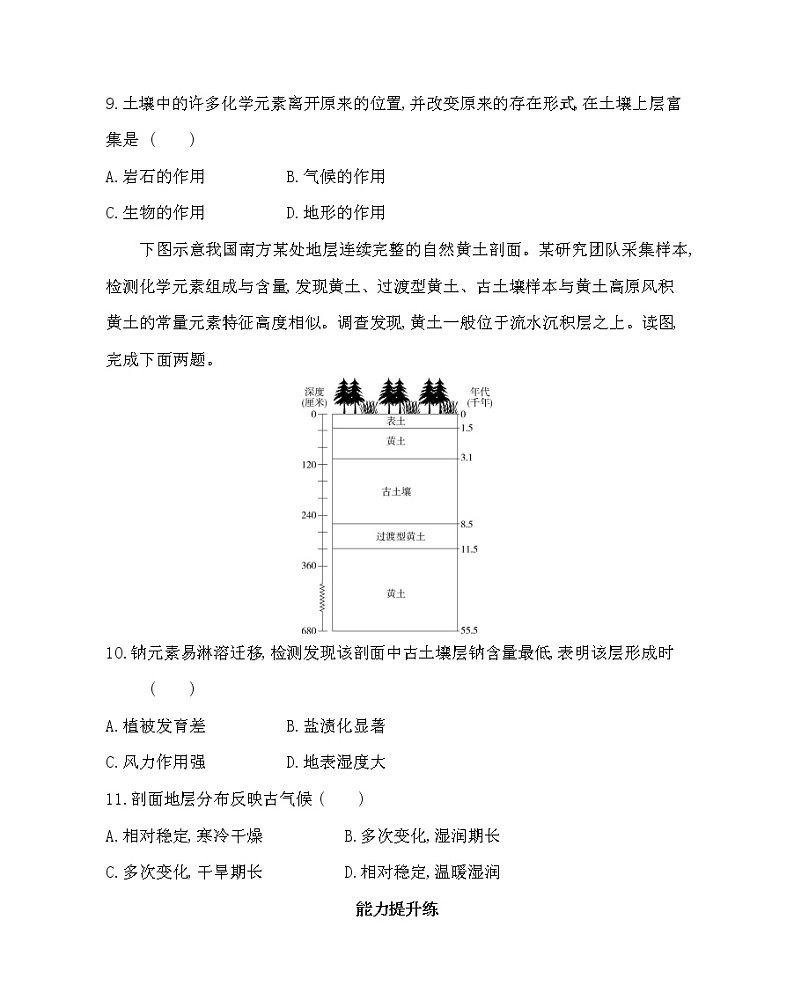 第四节　分析土壤形成的原因-2022版地理必修第一册鲁教版（2019） 同步练习 （Word含解析）03