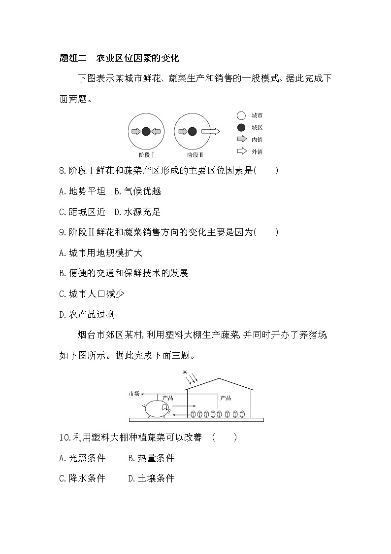 第一节　农业的区位选择-2022版地理必修第二册鲁教版（2019） 同步练习 （Word含解析）03